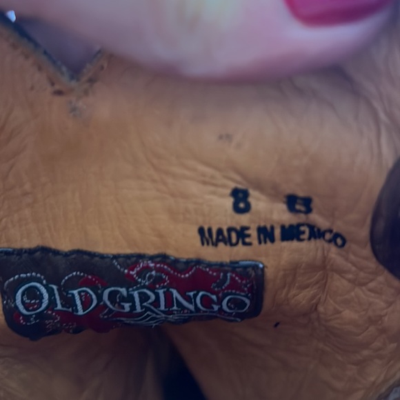 Old Gringo Cowboy Boots. Worn once. Brown with multi color stitching. Size 8 - Picture 5 of 6